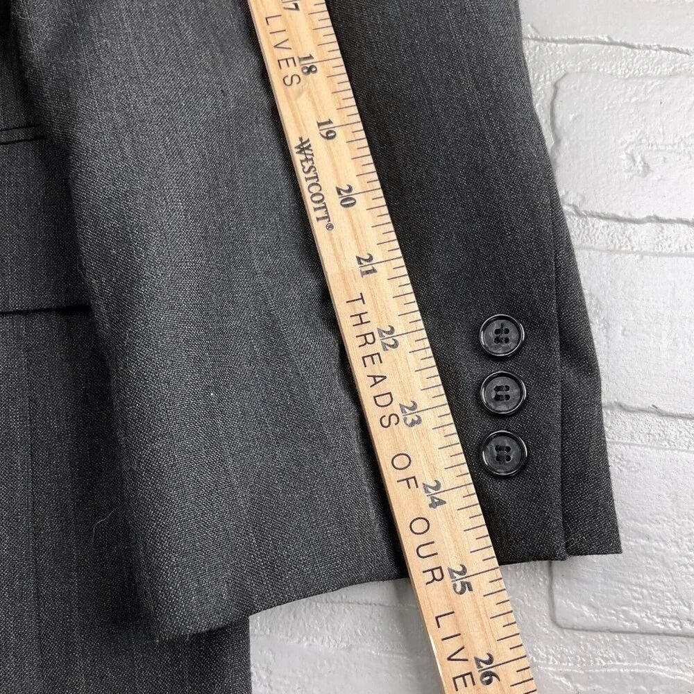 Bert Pulitzer Blazer Men‎ 44R Gray Double Breasted Classic Career Wool VTG